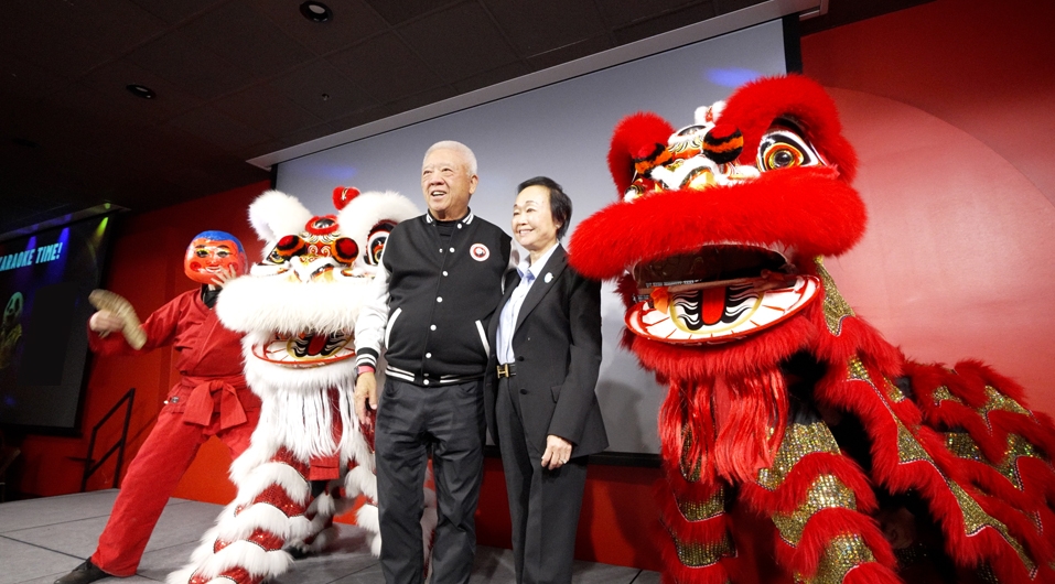 Andrew and Peggy with Lion Dancers at H-PLC
