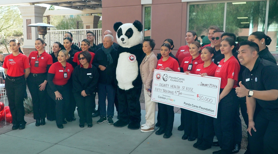 Andrew Cherng and Peggy Cherng with Panda Express Associates at Panda Cares Center of Hope at Saint Rose Siena Hospital in Henderson, Nevada